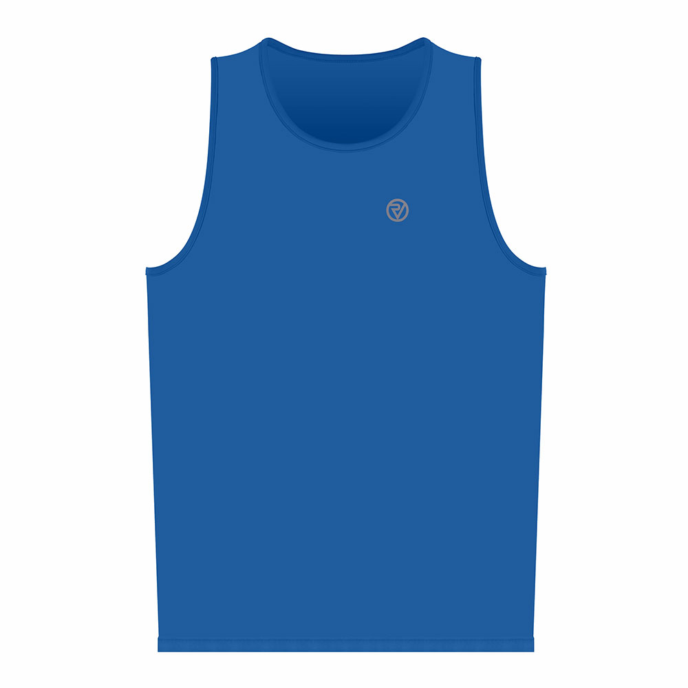 Bright blue men's running tank top by Proviz, featuring a round neckline and a small logo on the chest, made from lightweight, breathable material ideal for athletic wear.
