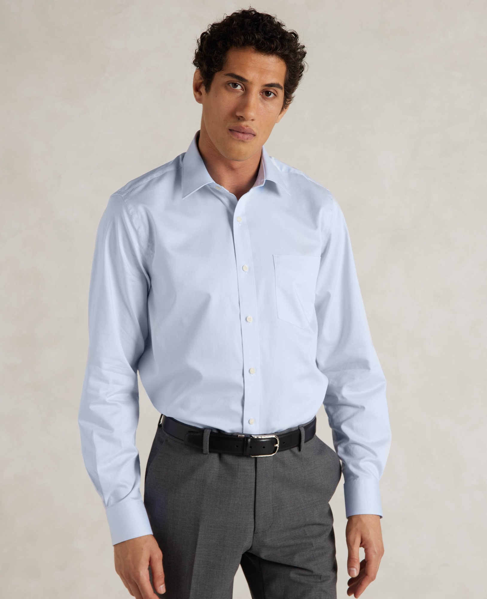 Men's Sky Blue Cotton Twill Classic Fit Shirt - Single or Double Cuff - Size: 15" x Extra Long - 36" - Savile Row Company - image 2