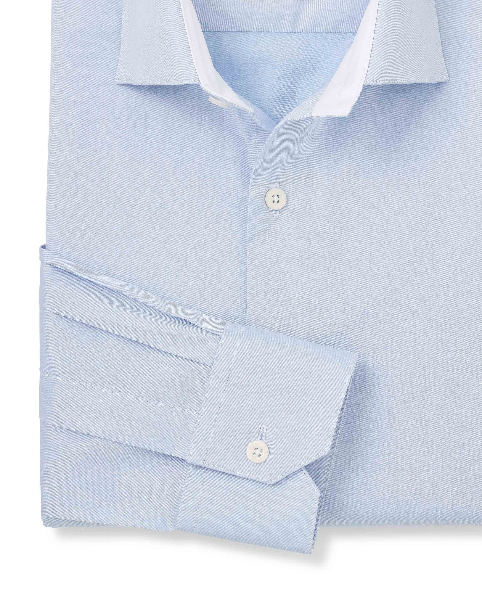 Men's Sky Blue Two-Ply Cotton Slim Fit Gold Label Formal Shirt - Single Cuff - Size: 17" x Extra Long - 37.5" - Savile Row Company - image 5