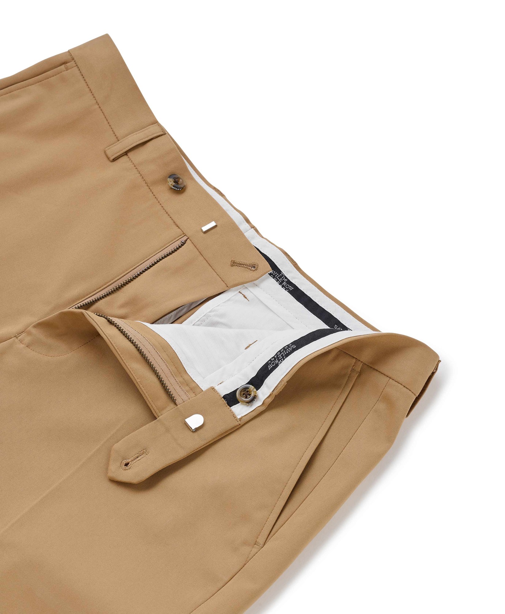 Men's Tan Stretch Cotton Classic Fit Flat Front Chinos - Size: 34" x 30" - Savile Row Company - image 2
