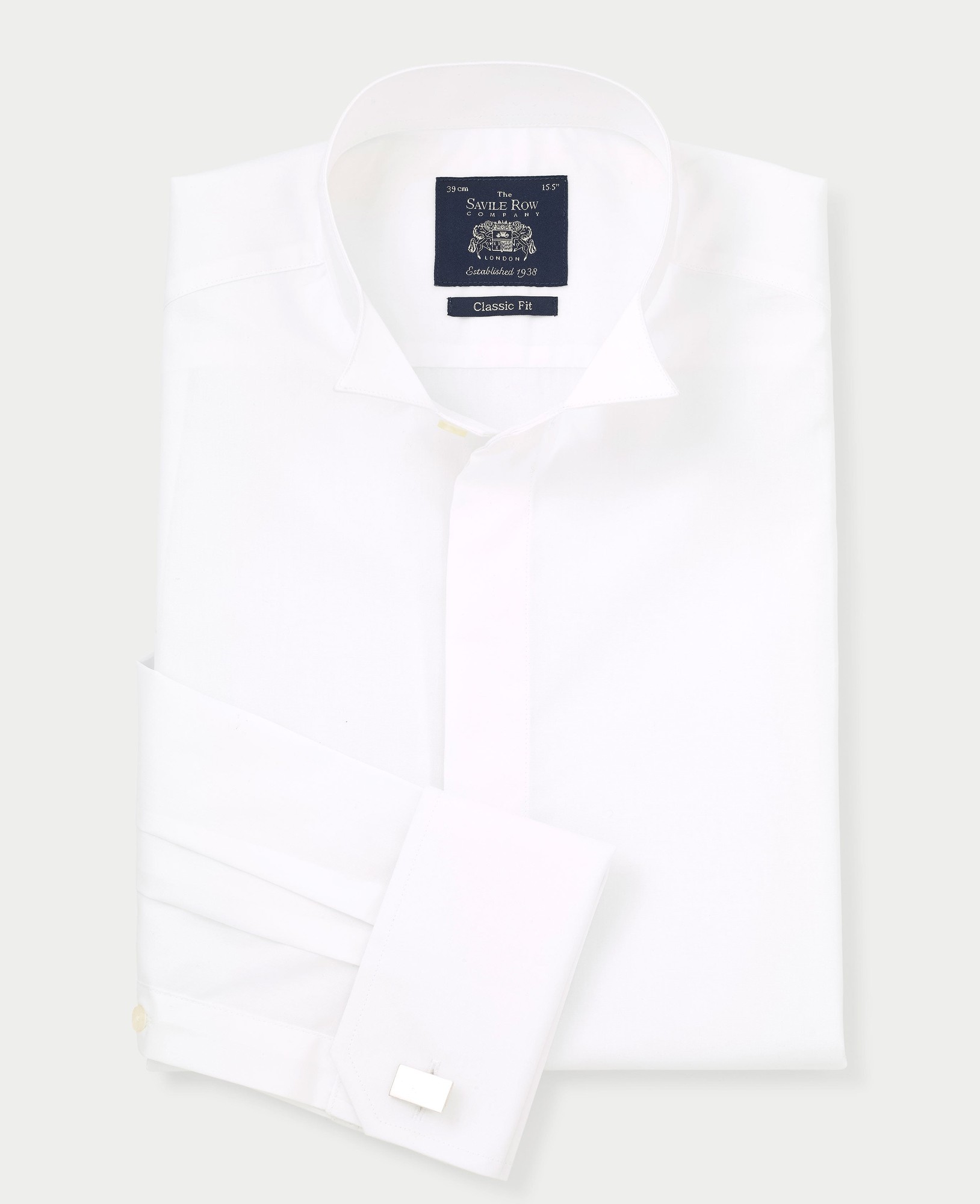 Men's White Classic Fit Wing Collar Formal Shirt - Double Cuff - Size: 18" x Extra Long - 38.5" - Savile Row Company - image 3