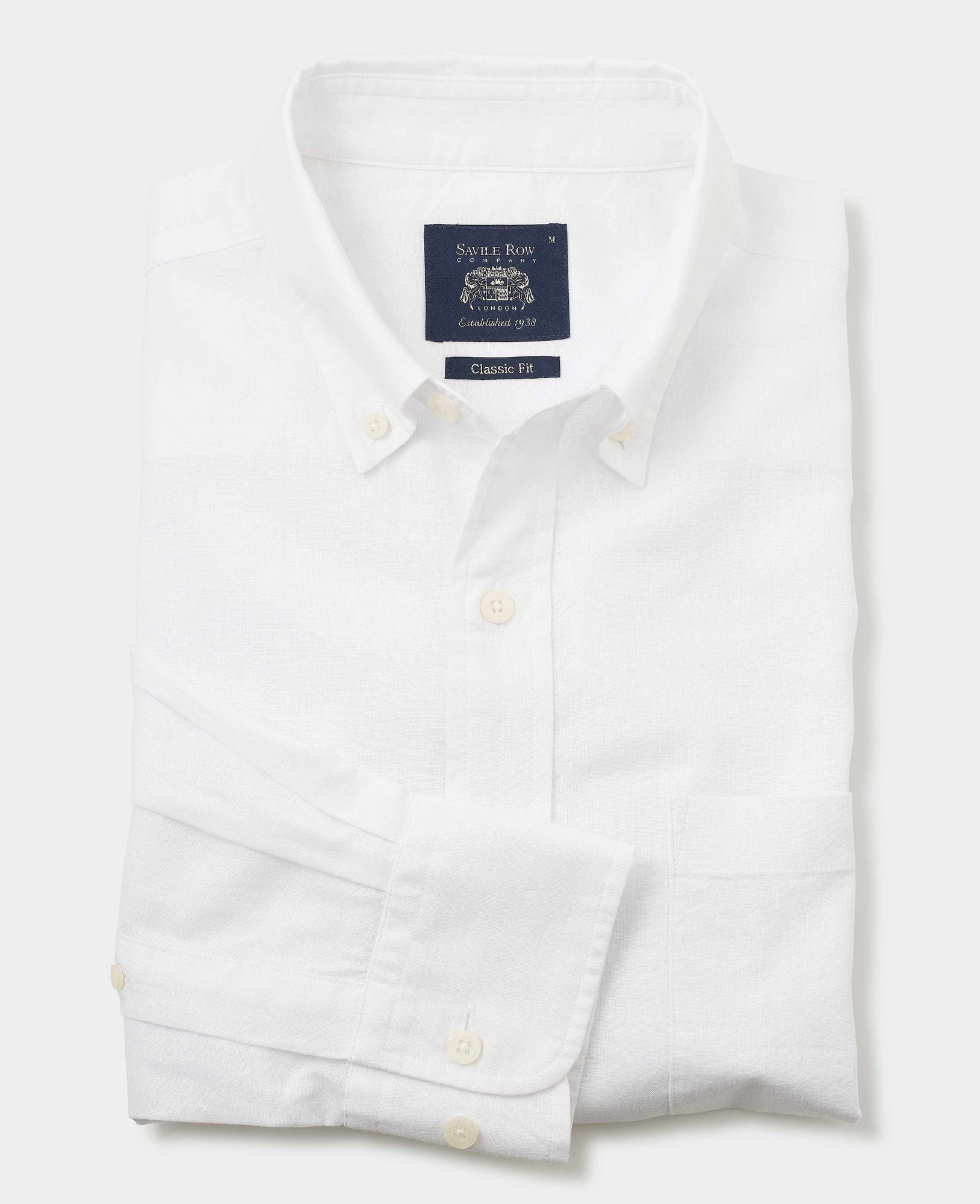 Men's White Linen-Blend Classic Fit Casual Shirt - Size: XXXL x Extra Long - 40.5" - Savile Row Company - image 2