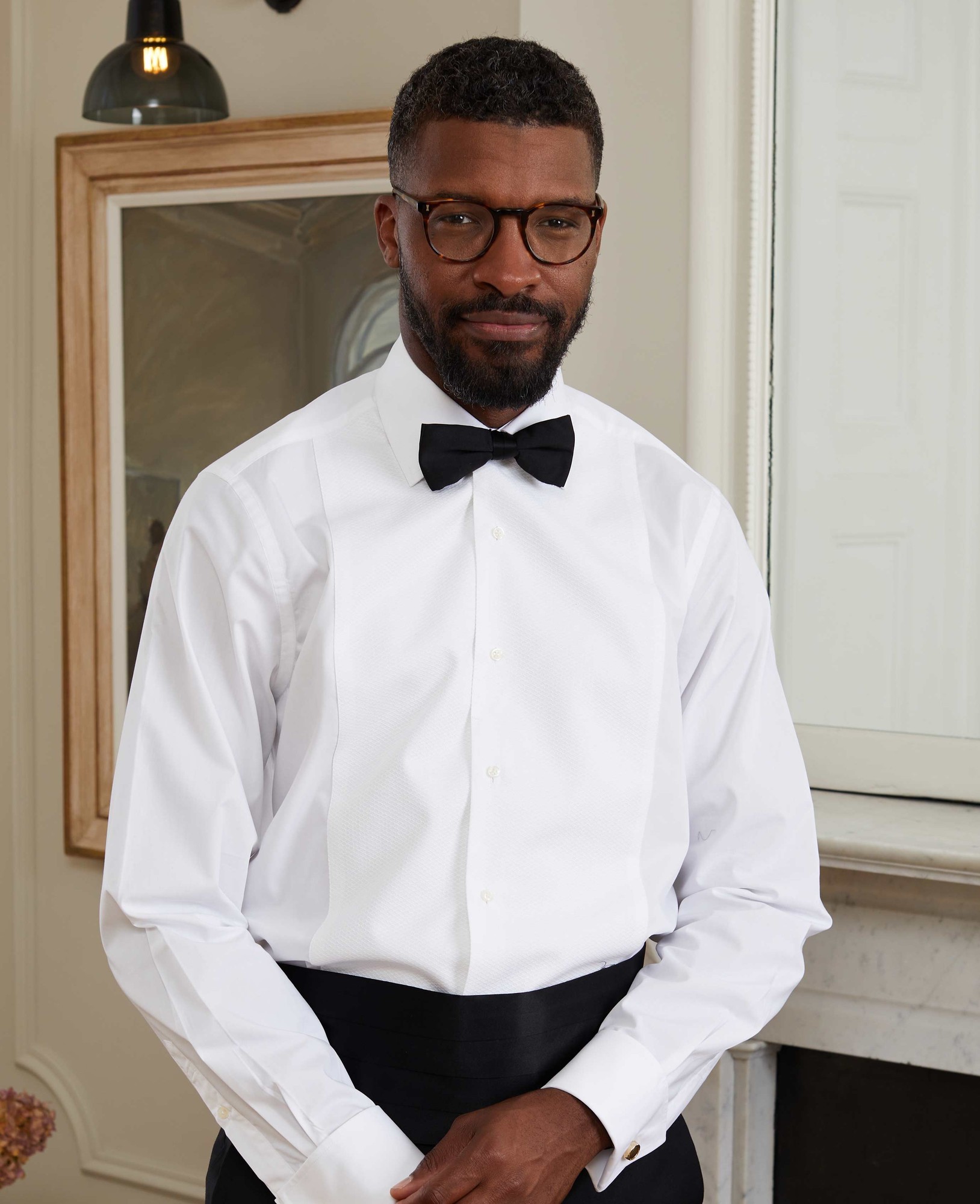 Men's White Marcella Bib Front Classic Fit Dress Formal Shirt - Double Cuff - Size: 15" x Extra Long - 36" - Savile Row Company - image 2