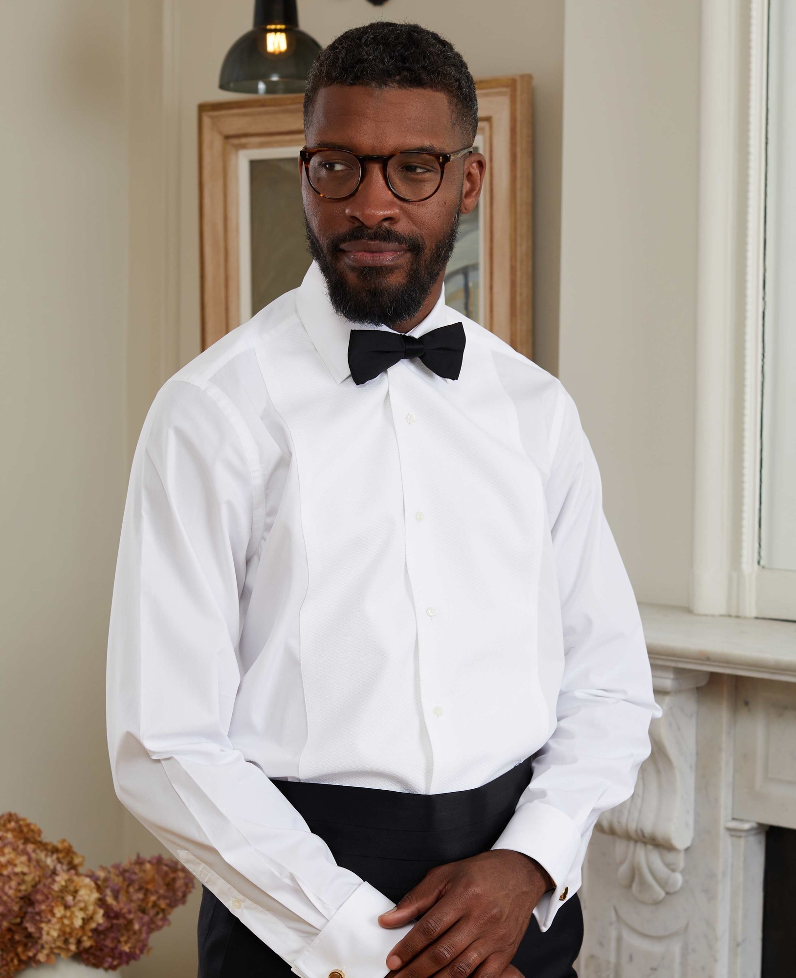 Men's White Marcella Bib Front Classic Fit Dress Formal Shirt - Double Cuff - Size: 15" x Extra Long - 36" - Savile Row Company - image 5