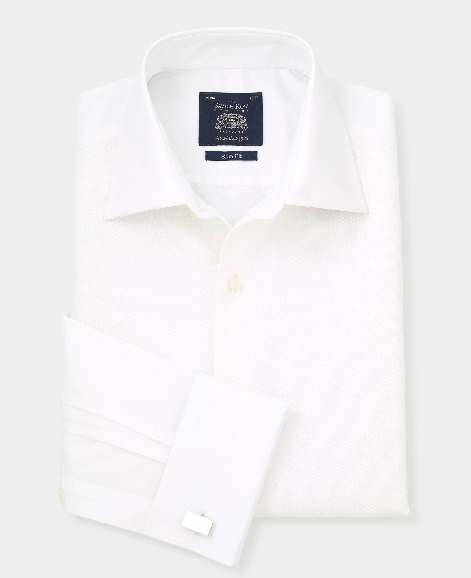 Men's White Marcella Bib Front Slim Fit Evening Double Cuff Formal Shirt - Size: 18" x Extra Long - 39" - Savile Row Company - image 5