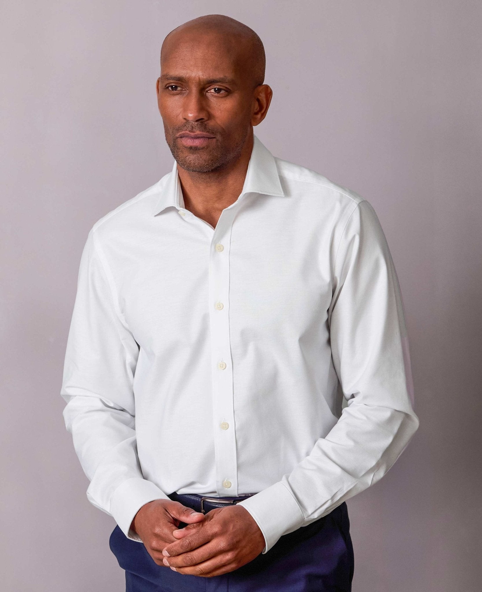 Men's White Pinpoint Cotton Classic Fit Formal Shirt - Single Cuff - Size: 18.5" x Standard - 37" - Savile Row Company - image 4
