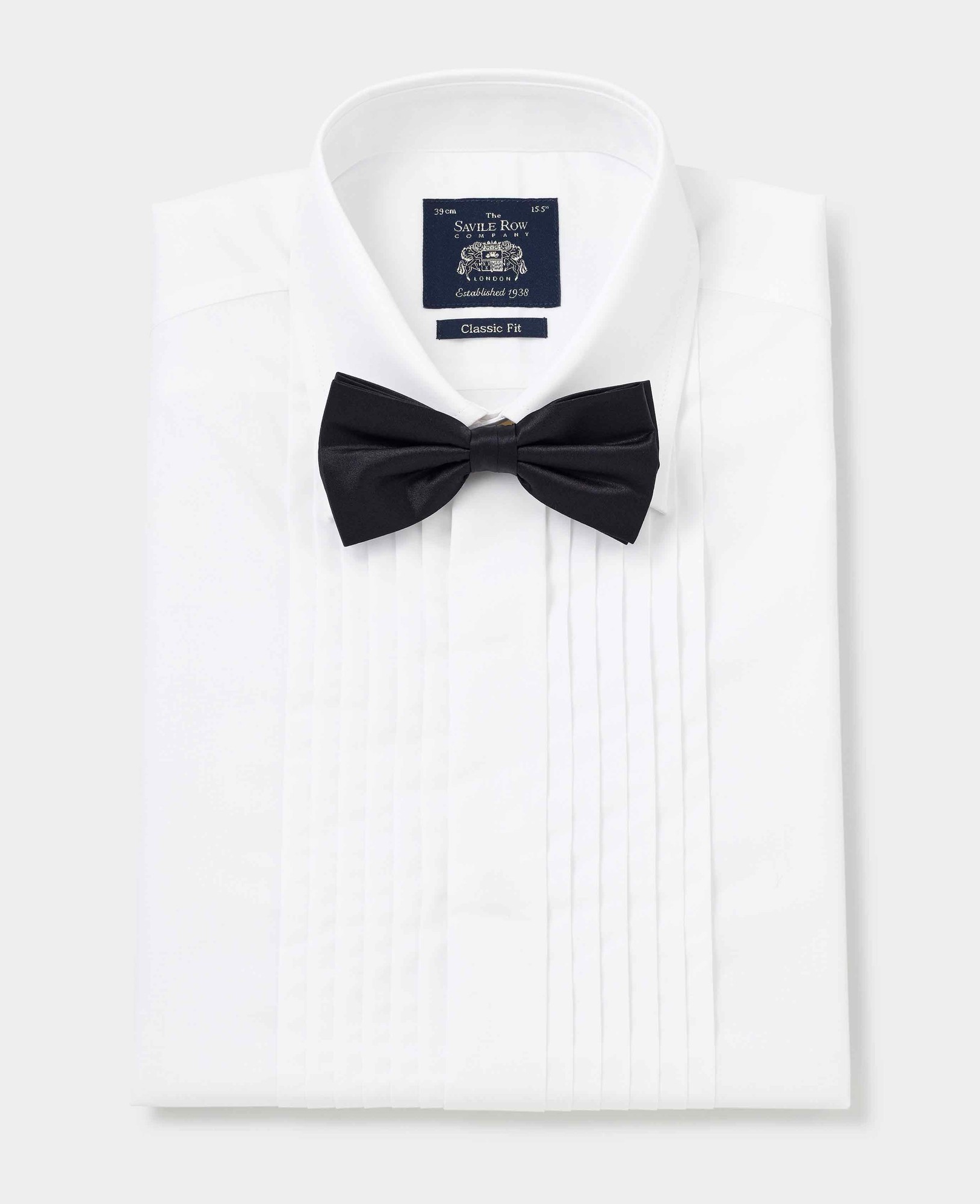 Men's White Pleated Front Classic Fit Dress Formal Shirt - Double Cuff - Size: 15" x Extra Long - 36" - Savile Row Company - image 3