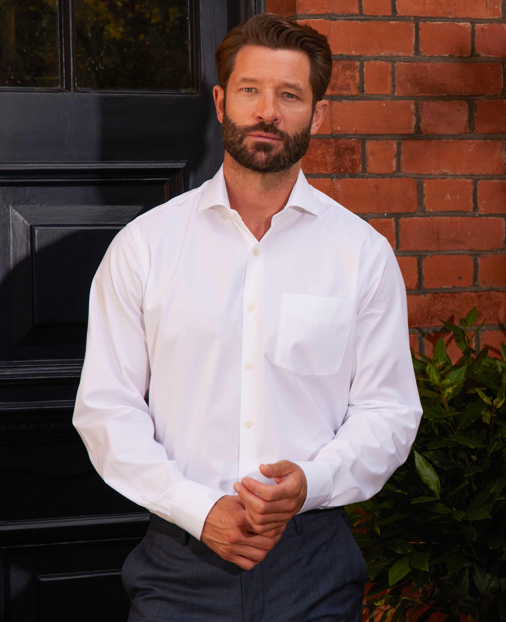 Men's White Poplin Classic Fit Formal Shirt - Single Cuff - Size: 15" x Extra Long - 36" - Savile Row Company - image 2