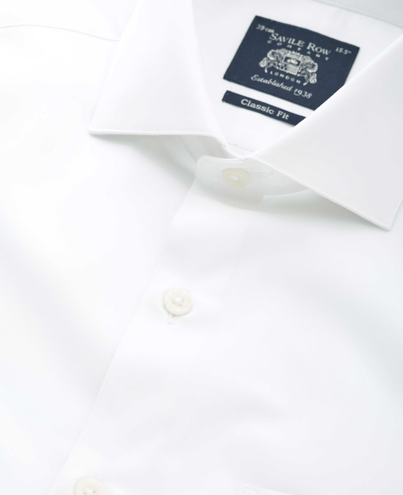 Men's White Poplin Classic Fit Formal Shirt - Single Cuff - Size: 15" x Extra Long - 36" - Savile Row Company - image 4