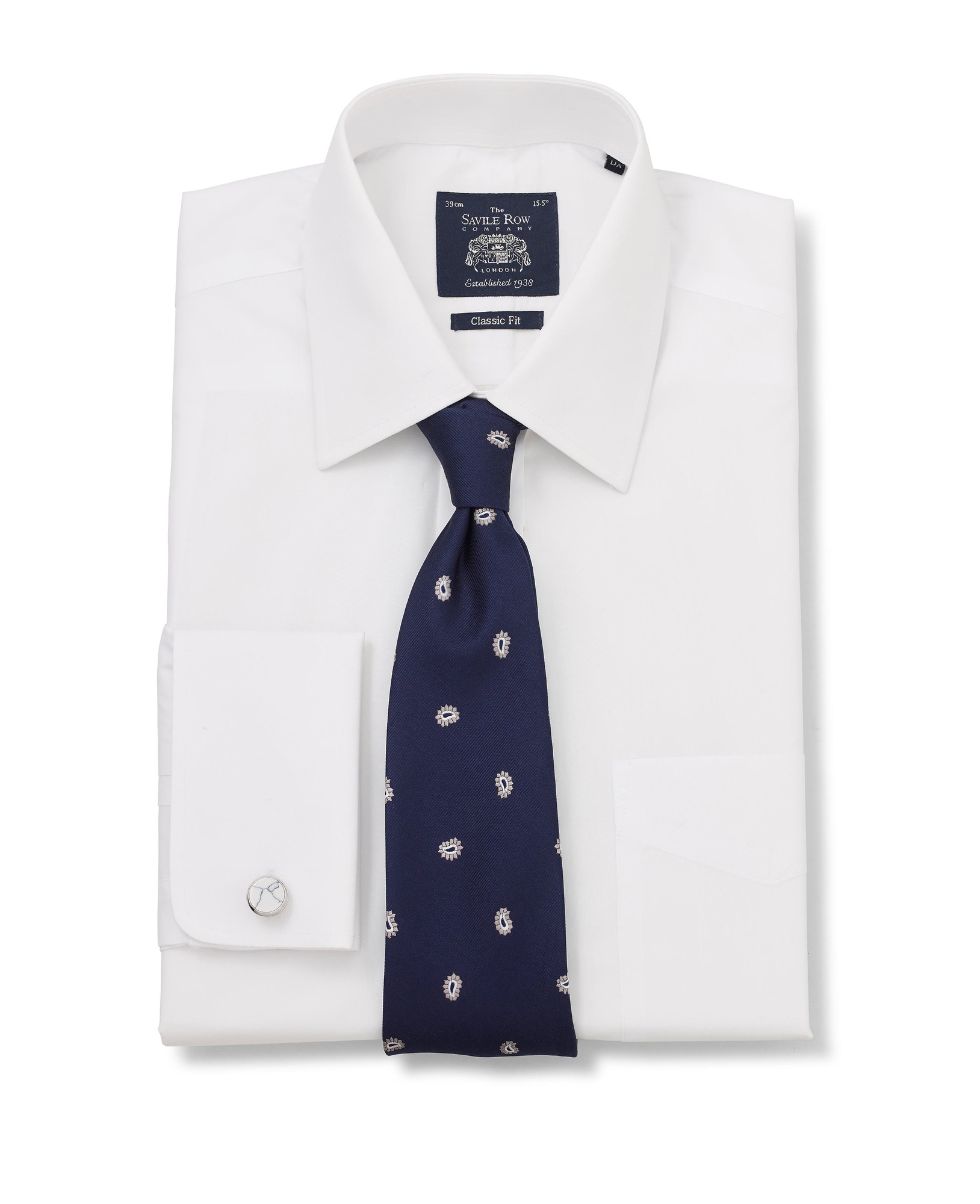 Men's White Poplin Classic Fit Formal Shirt - Single or Double Cuff - Size: 19.5" x Extra Long - 40" - Savile Row Company - image 4
