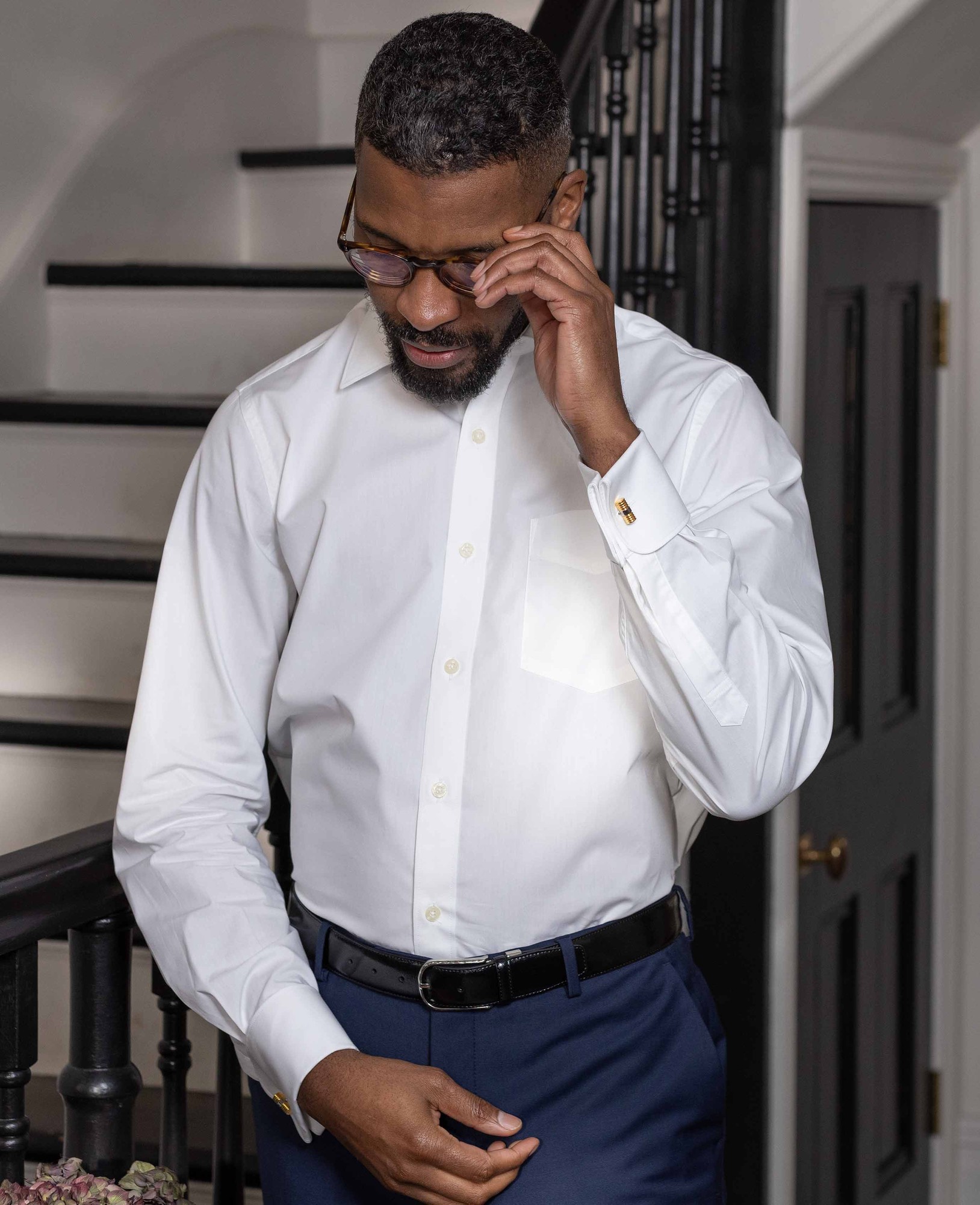 Men's White Poplin Classic Fit Formal Shirt - Single or Double Cuff - Size: 19.5" x Extra Long - 40" - Savile Row Company - image 5