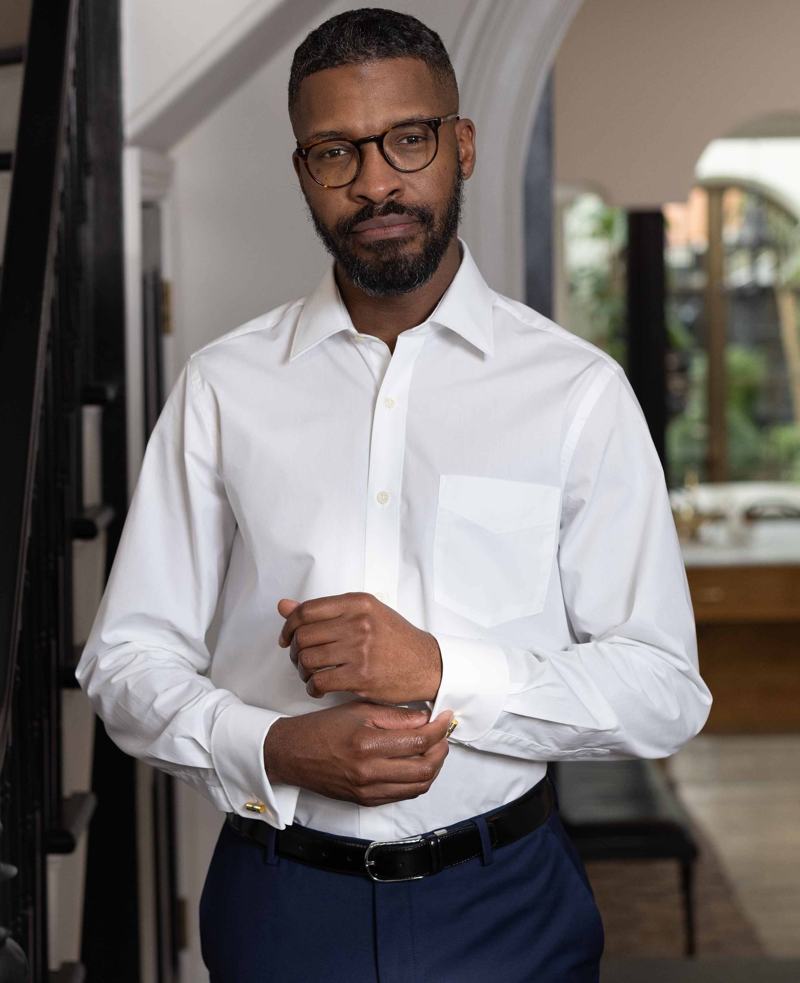 Men's White Poplin Classic Fit Formal Shirt - Single or Double Cuff - Size: 19" x Extra Long - 39.5" - Savile Row Company - image 3