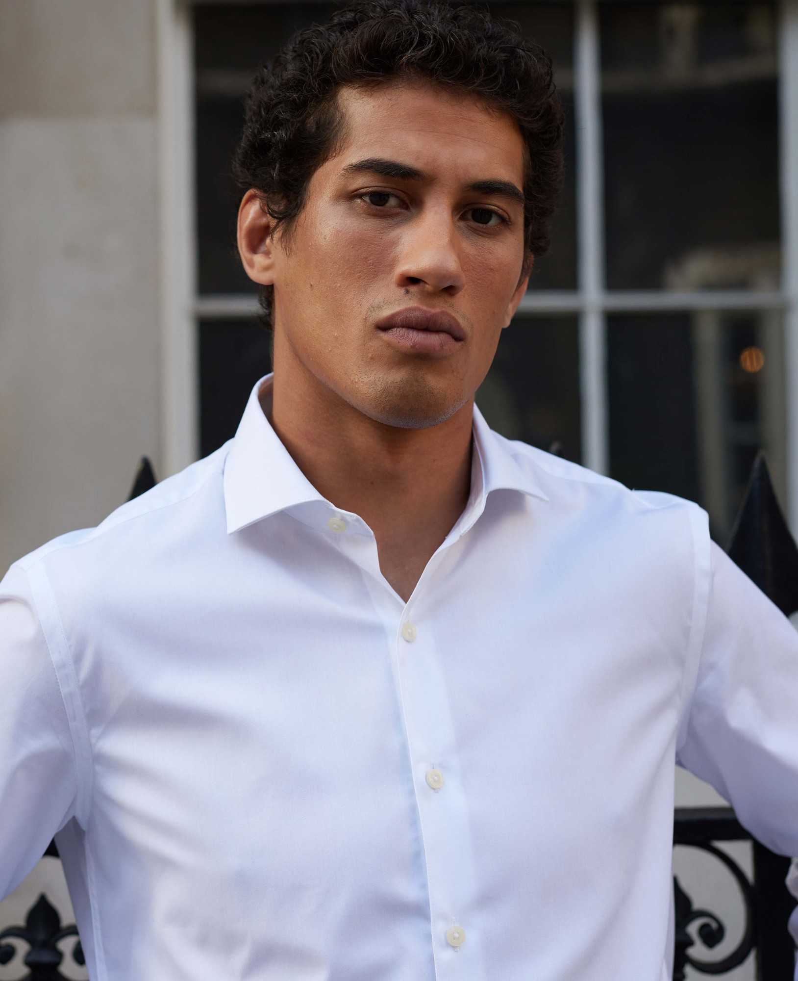 Men's White Poplin Extra Slim Fit Shirt - Single or Double Cuff - Size: 17" x Extra Long - 37.5" - Savile Row Company - image 2