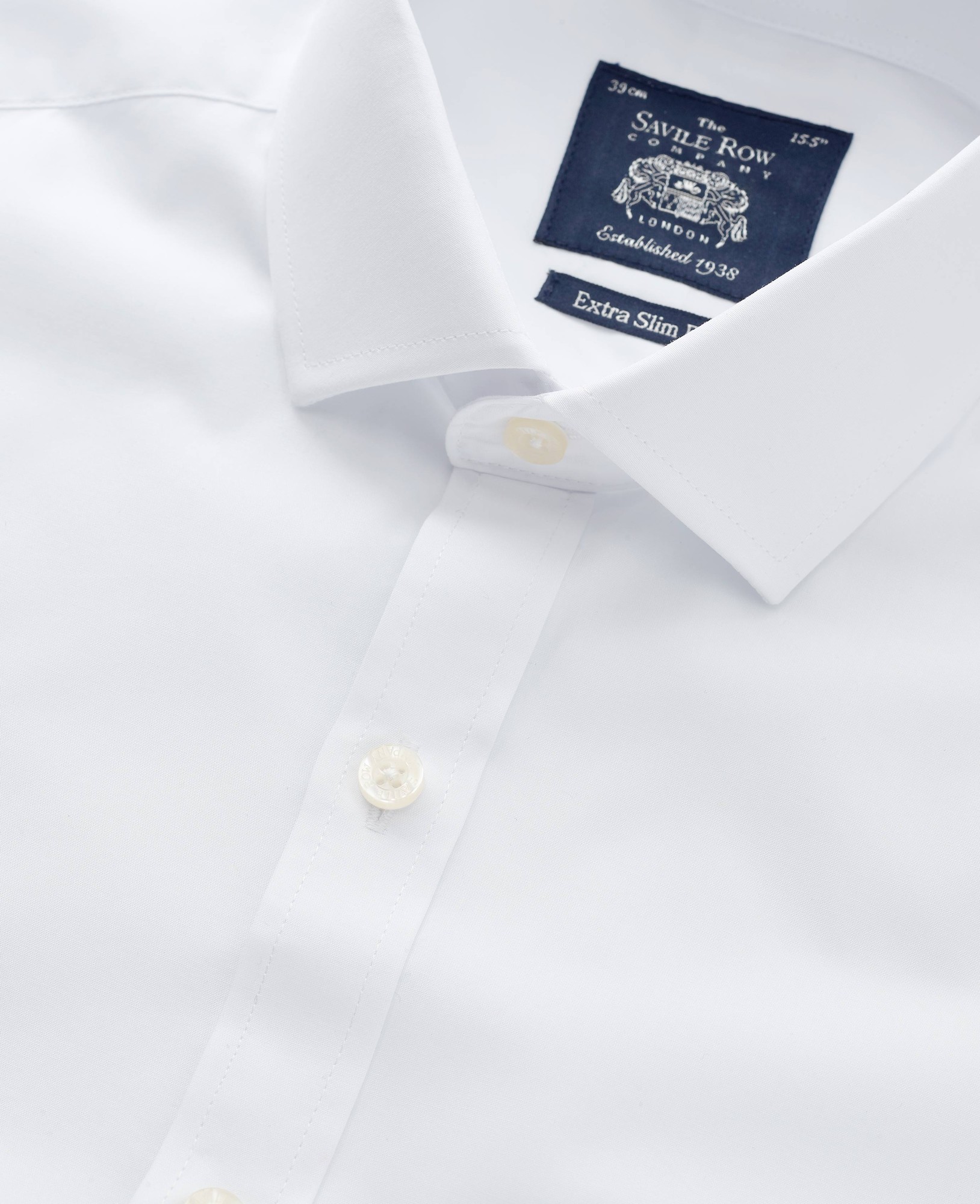 Men's White Poplin Extra Slim Fit Shirt - Single or Double Cuff - Size: 17" x Extra Long - 37.5" - Savile Row Company - image 5