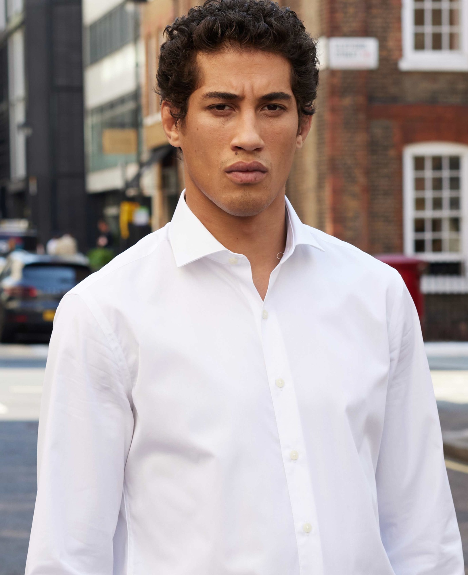 Men's White Poplin Slim Fit Formal Shirt - Single Cuff - Size: 16.5" x Extra Long - 37" - Savile Row Company - image 3