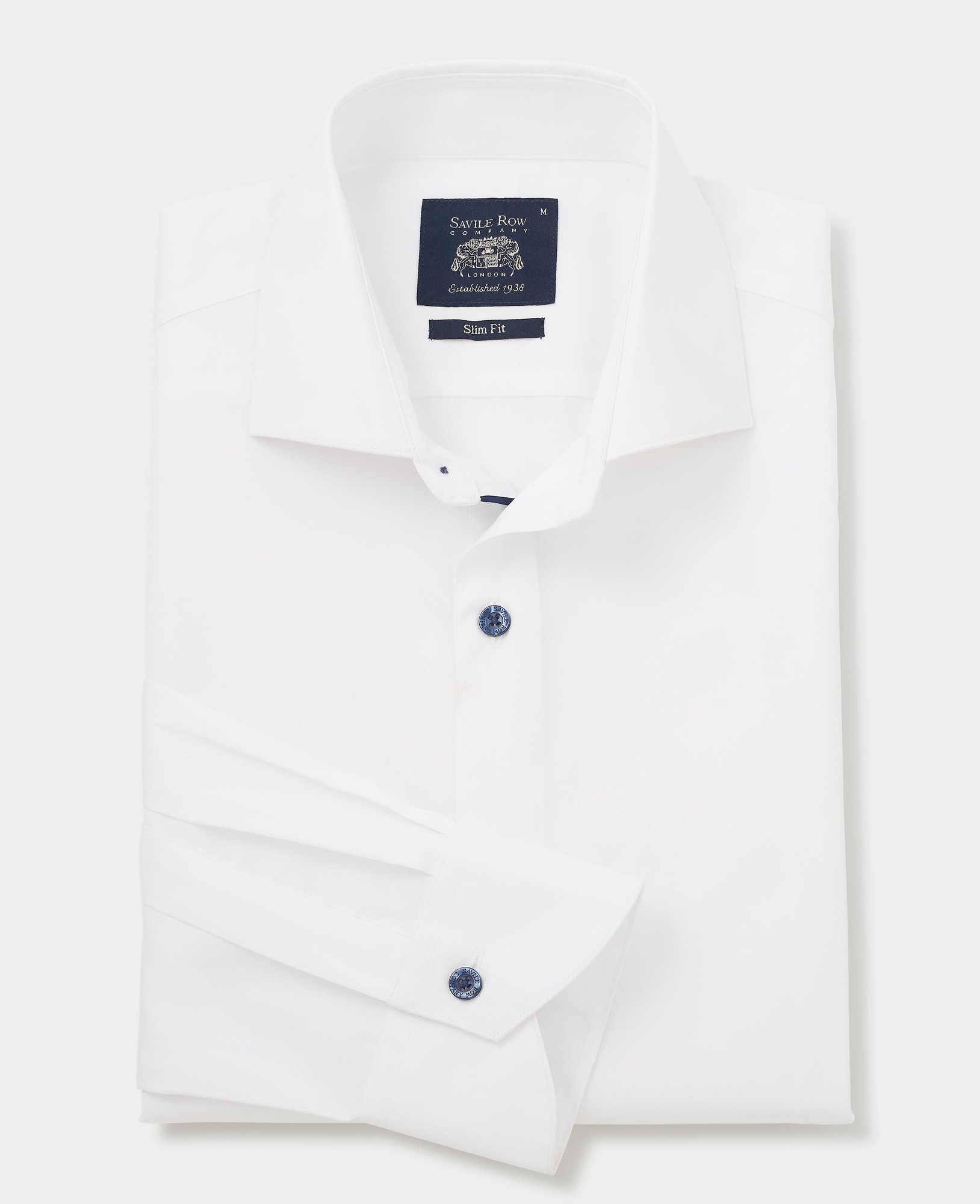 Men's White Slim Fit Contrast Button Smart-Casual Shirt - Single Cuff - Size: Small x Extra Long - 35" - Savile Row Company - image 3