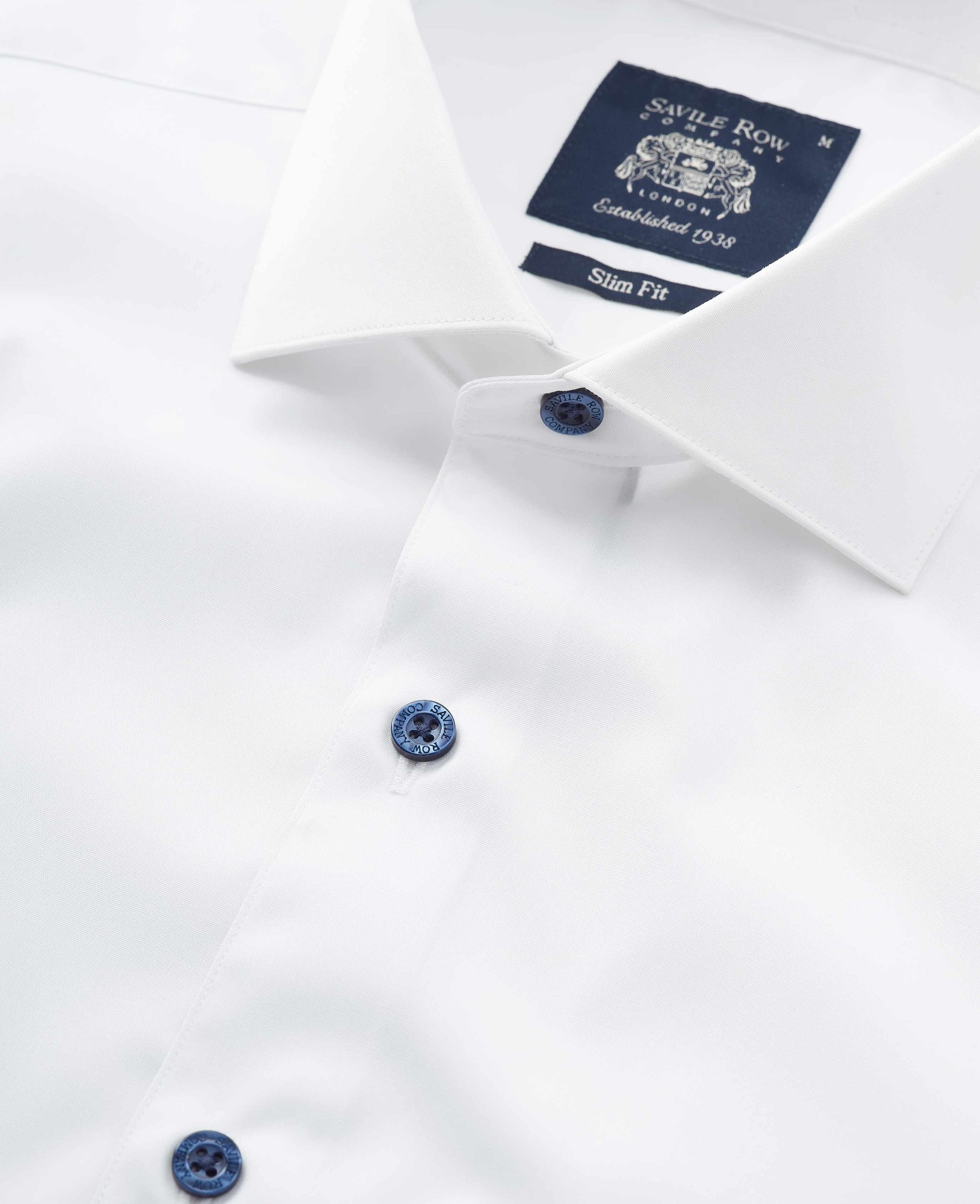 Men's White Slim Fit Contrast Button Smart-Casual Shirt - Single Cuff - Size: Small x Extra Long - 35" - Savile Row Company - image 4