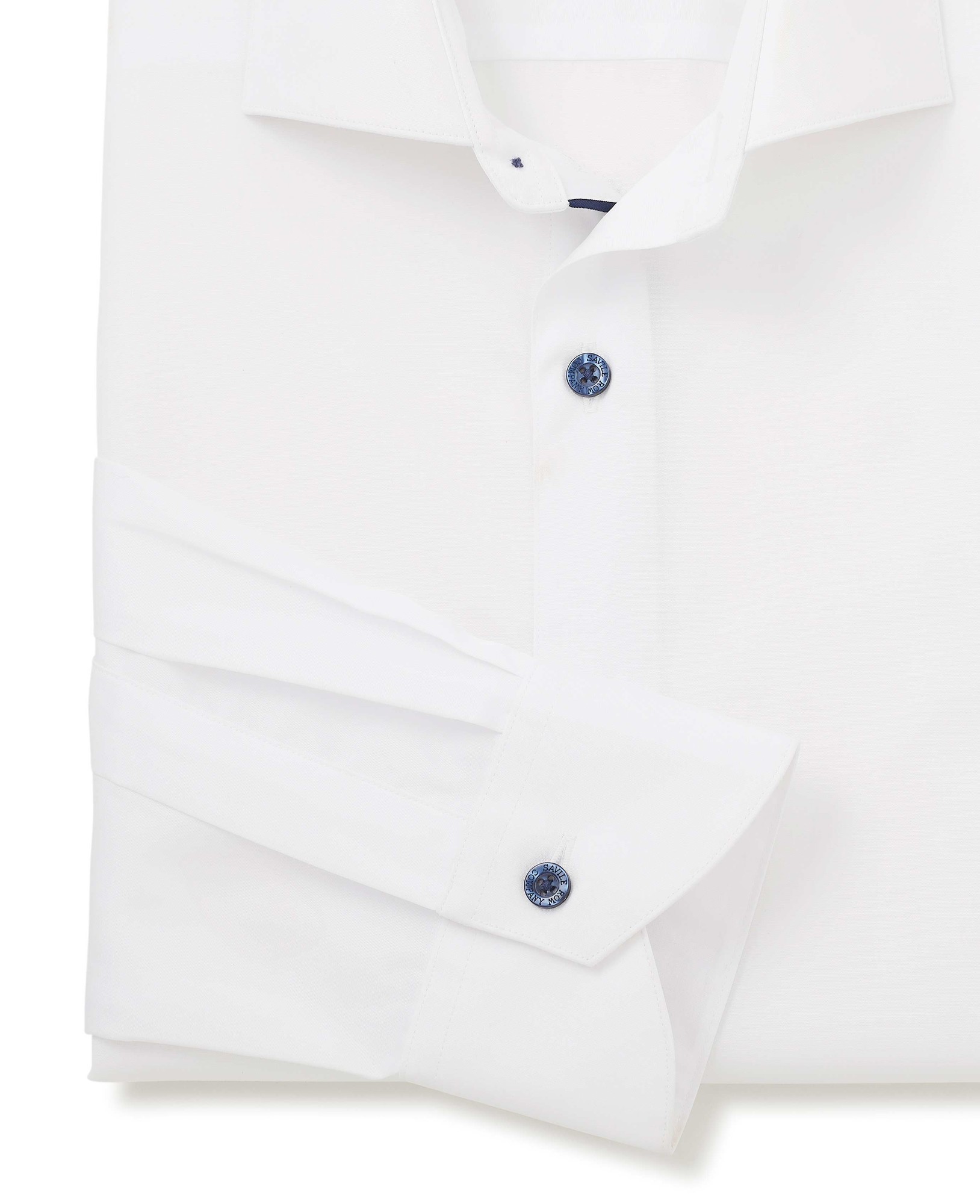 Men's White Slim Fit Contrast Button Smart-Casual Shirt - Single Cuff - Size: Small x Extra Long - 35" - Savile Row Company - image 5