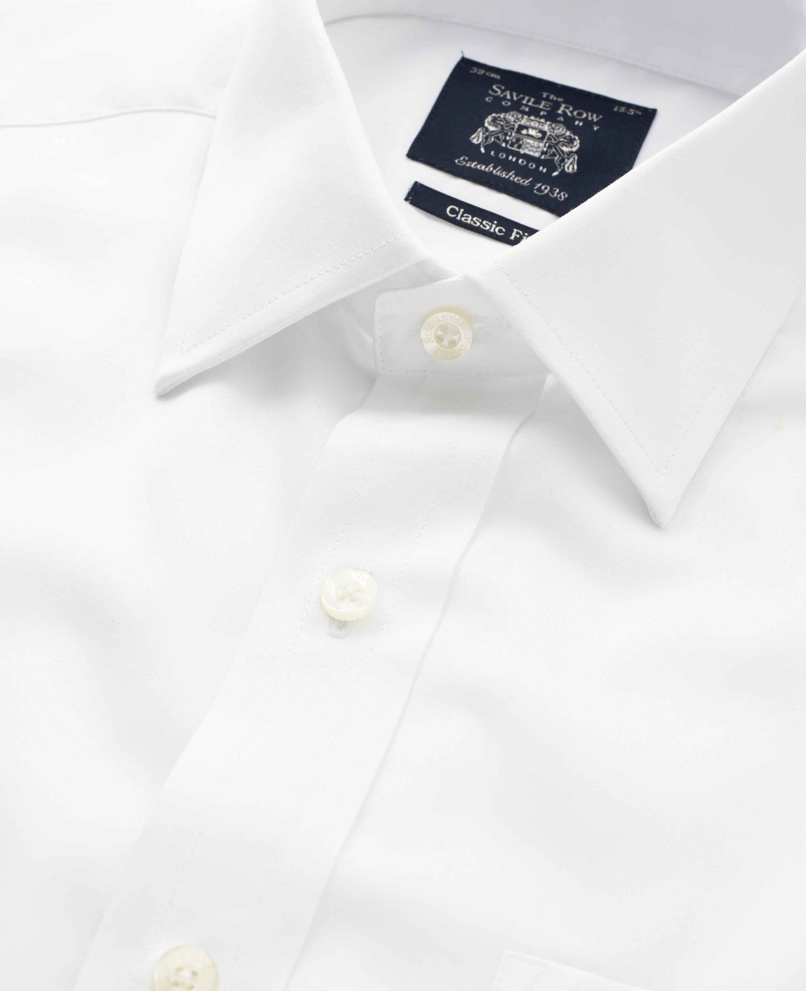 Men's White Twill Classic Fit Shirt - Single or Double Cuff - Size: 15" x Extra Long - 36" - Savile Row Company - image 5
