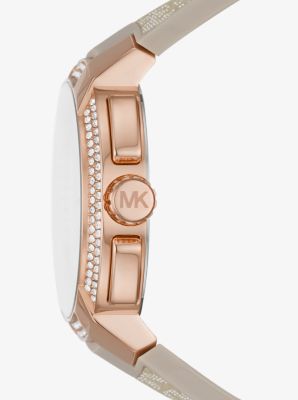 Michael Kors Sidney MK6949 Women's Multifunction Watch – 42mm White Logo Dial Sand PVC Strap - image 2