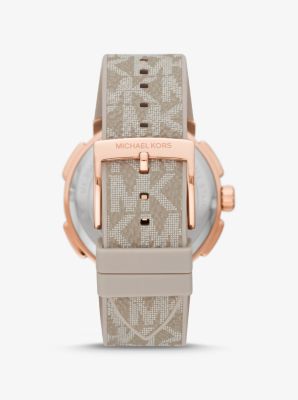 Michael Kors Sidney MK6949 Women's Multifunction Watch – 42mm White Logo Dial Sand PVC Strap - image 3