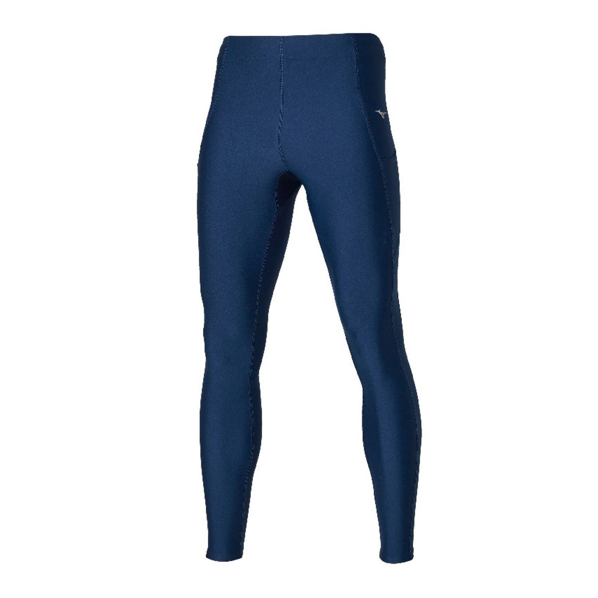 Mizuno Impulse Core Long Tights for men in Estate Blue, featuring a sleek design, stretchy material, and a fitted silhouette, ideal for athletic wear.