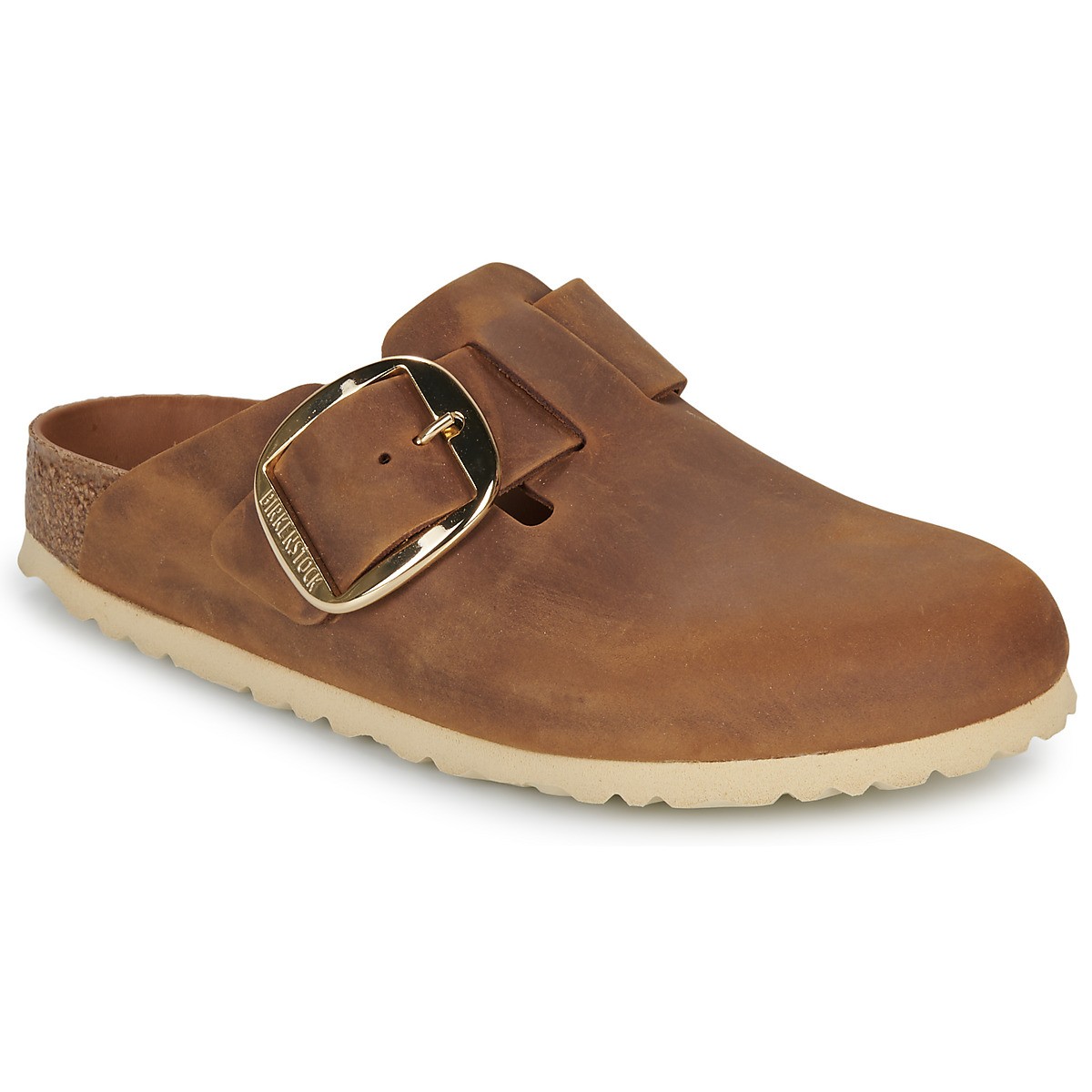 Birkenstock Nubuck Leather Clogs with a Big Buckle Birkenstock Boston