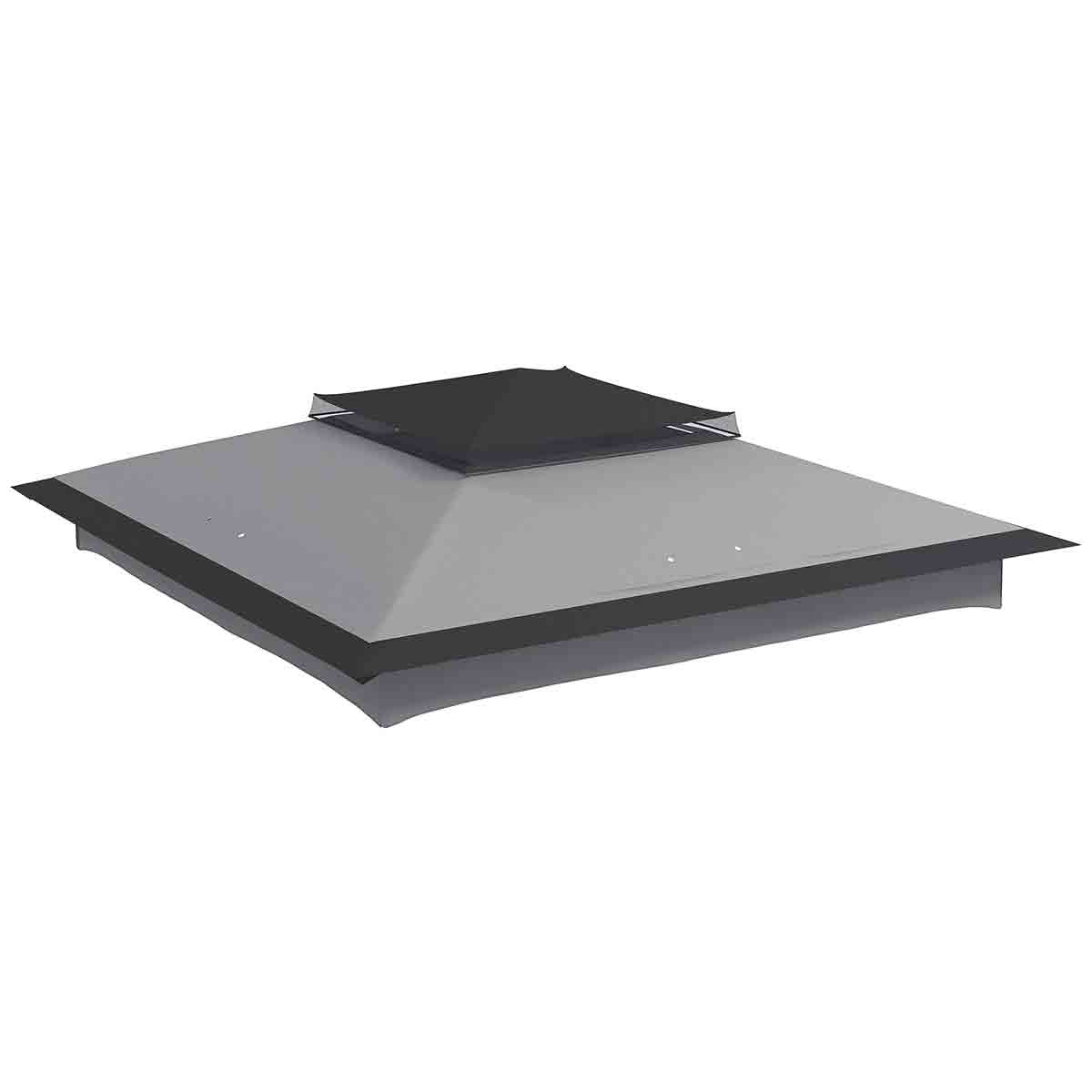 Grey 2-tier gazebo cover replacement measuring 3.25m x 3.25m, featuring over 30% UV protection, with a sleek design and a central peak for water drainage.