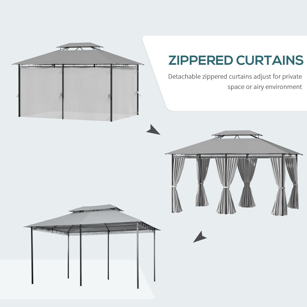 Outsunny 4 x 3m Dark Grey Metal Gazebo with Curtains - image 4