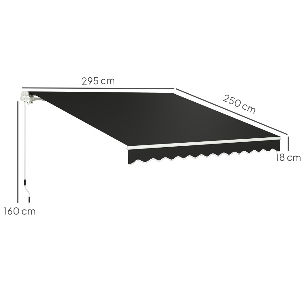 Outsunny Black Retractable Awning with Crank Handle 2.95 x 2.5m - image 2