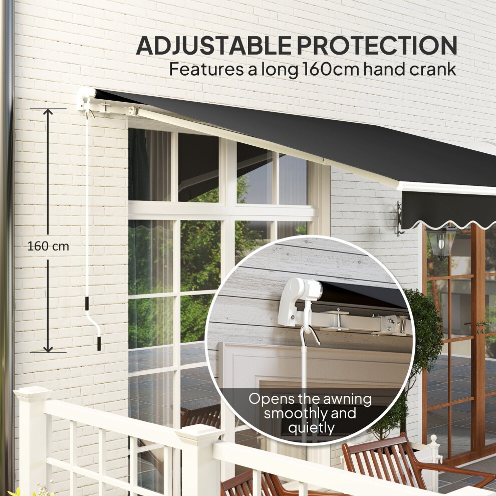 Outsunny Black Retractable Awning with Crank Handle 2.95 x 2.5m - image 5