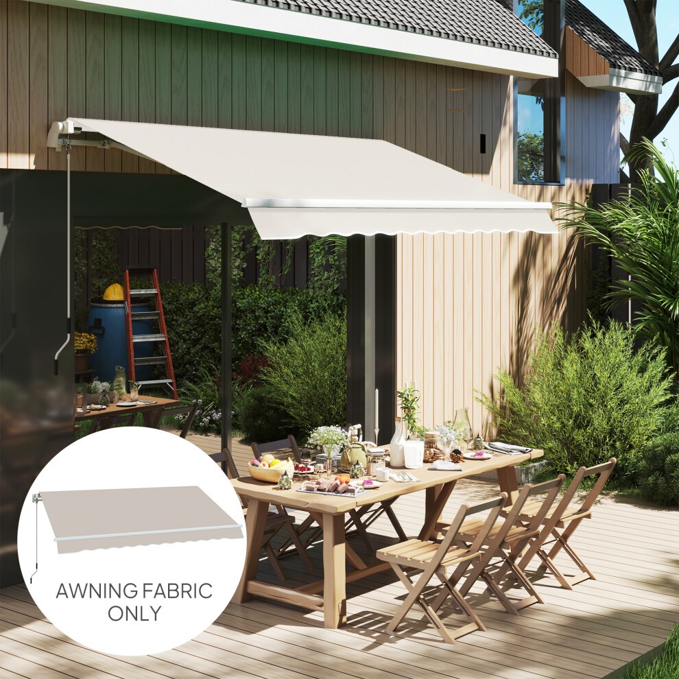 Cream white replacement canopy for a 3 x 2.5 m awning, made of durable fabric, featuring a scalloped edge, designed for outdoor use, enhancing patio or garden spaces.
