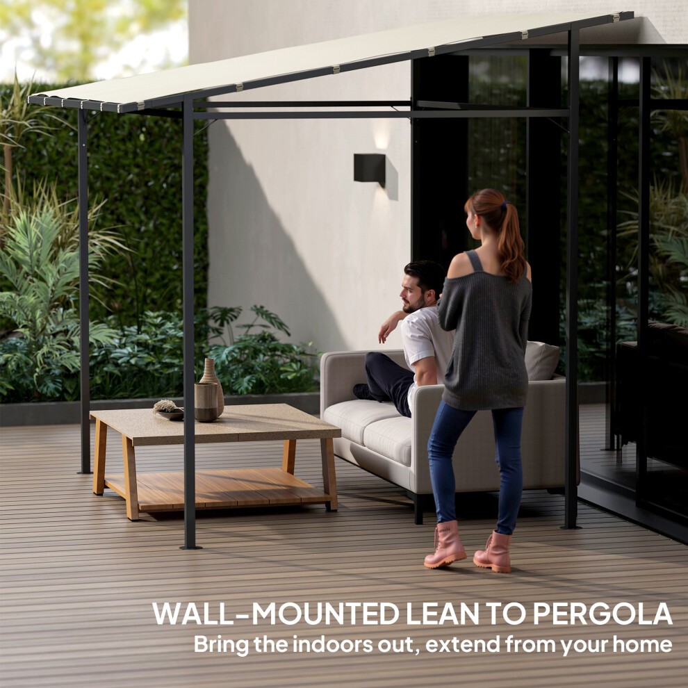 Outsunny Cream White Wall Mounted Pergola Gazebo 2.4 x 2.4m - image 5