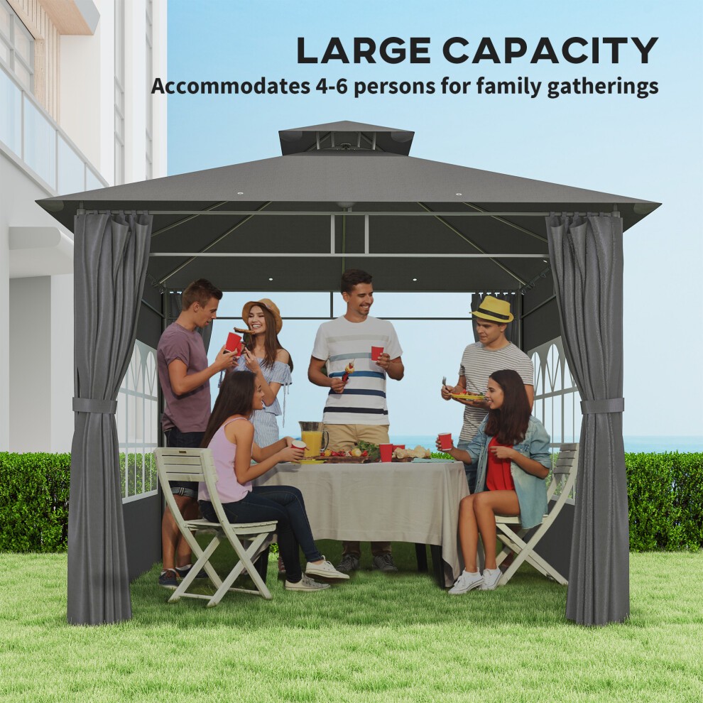 Outsunny Dark Grey 2 Tier Roof Gazebo 3 x 3m - image 3