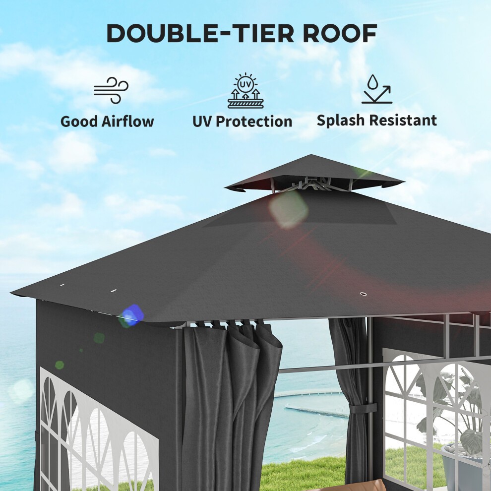 Outsunny Dark Grey 2 Tier Roof Gazebo 3 x 3m - image 4