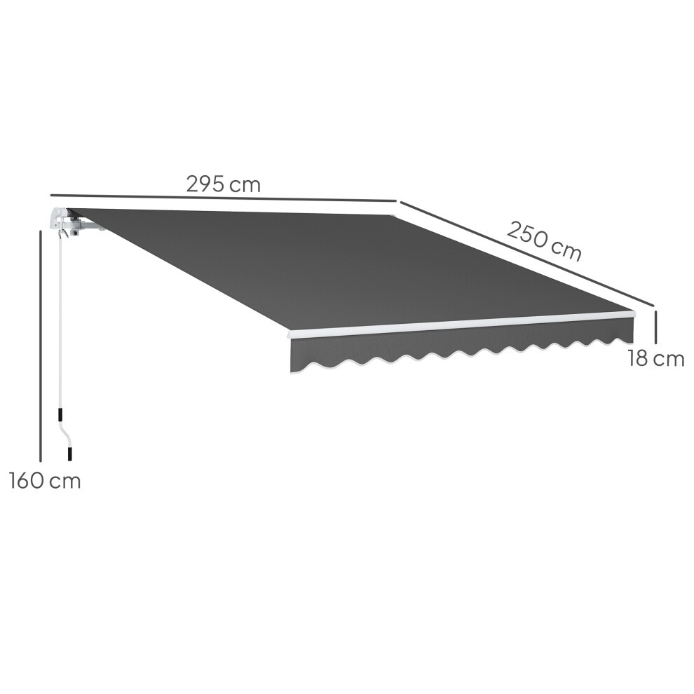 Outsunny Dark Grey Retractable Awning with Crank Handle 2.95 x 2.5m - image 2