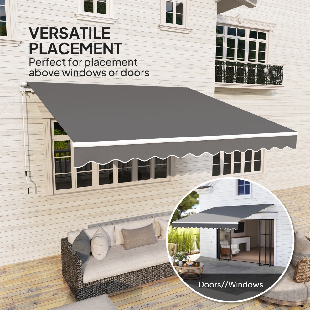 Outsunny Dark Grey Retractable Awning with Crank Handle 2.95 x 2.5m - image 4