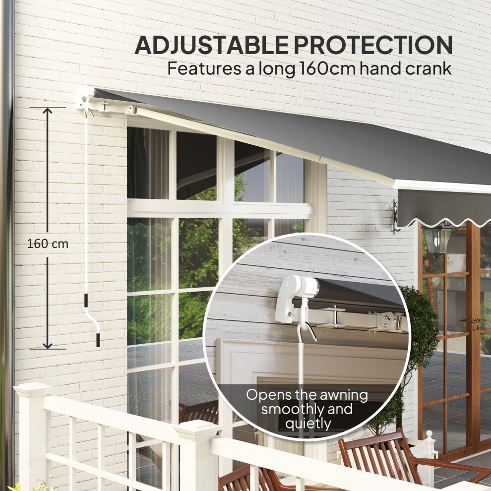 Outsunny Dark Grey Retractable Awning with Crank Handle 2.95 x 2.5m - image 5