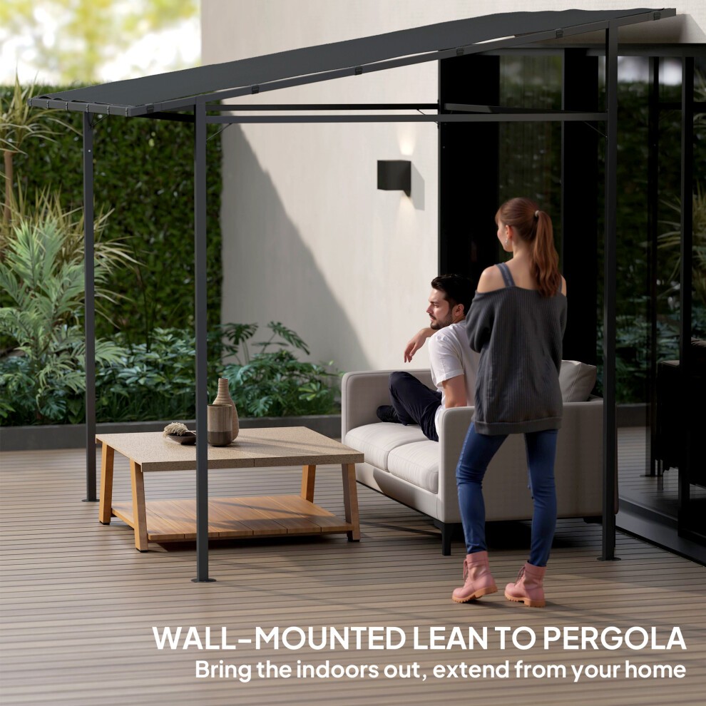 Outsunny Dark Grey Wall Mounted Pergola Gazebo 2.4 x 2.4m - image 5