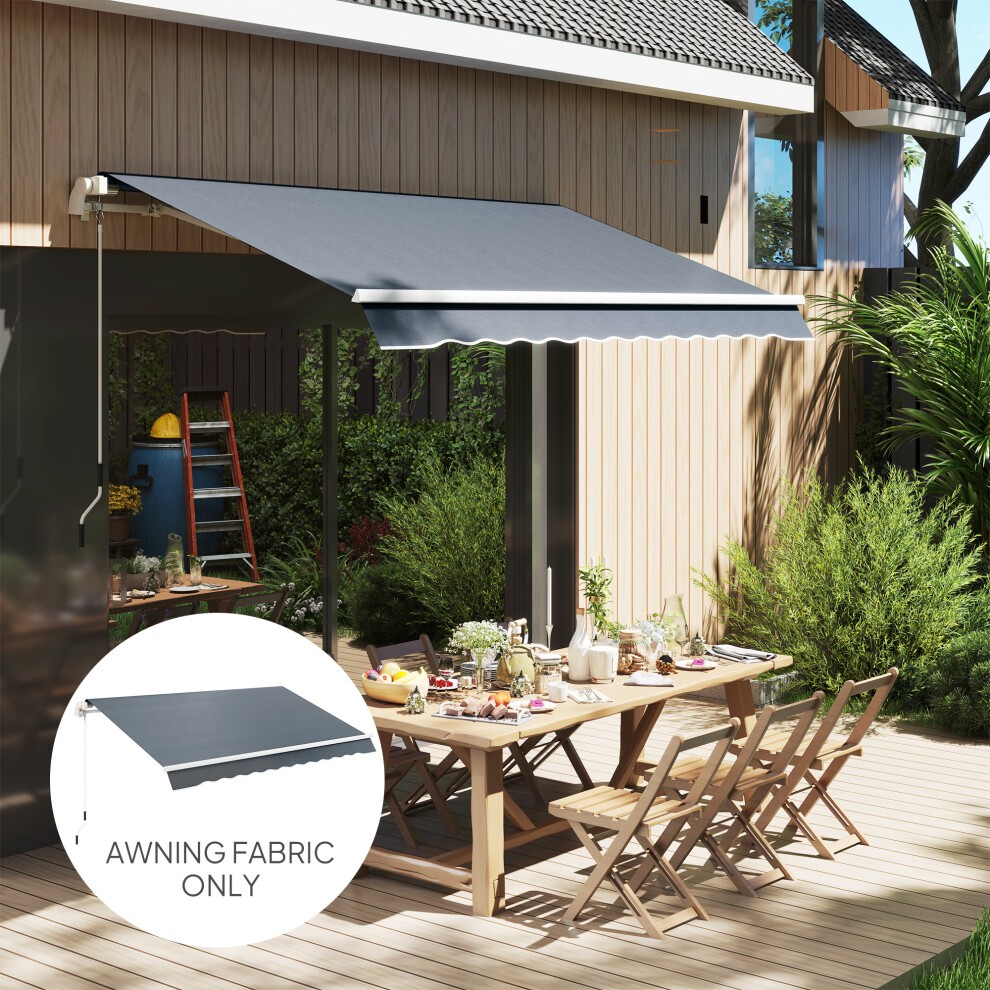 Grey replacement canopy for a 3 x 2.5 m awning, made of durable fabric, featuring a scalloped edge, designed for outdoor use, enhancing patio or garden spaces.