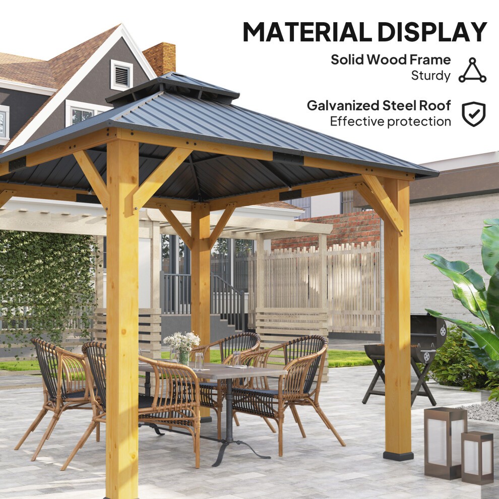 Outsunny Grey Double Tiered Hardtop Gazebo 3 x 3m - image 3