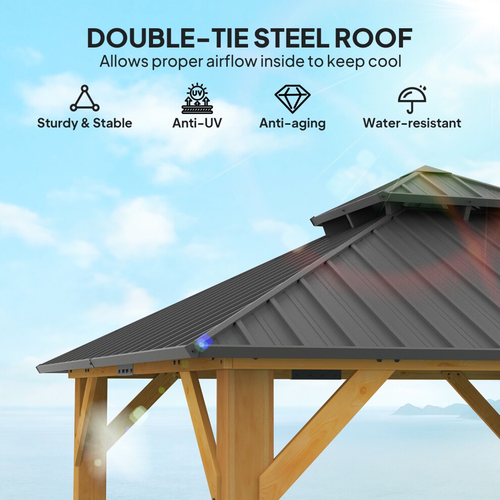 Outsunny Grey Double Tiered Hardtop Gazebo 3 x 3m - image 5