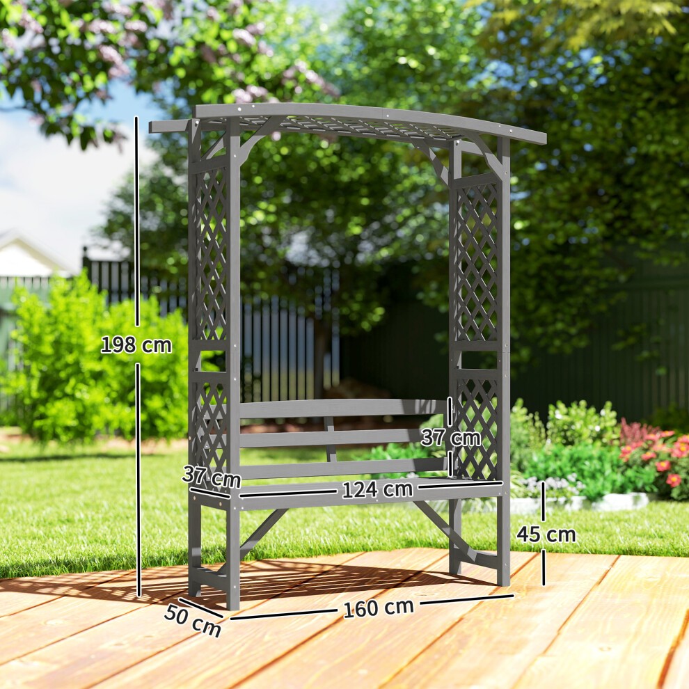 Outsunny Grey Wooden Garden Arbour with Seat - image 2