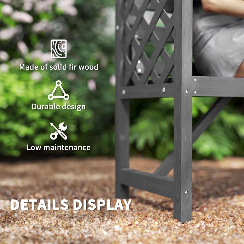 Outsunny Grey Wooden Garden Arbour with Seat - image 4