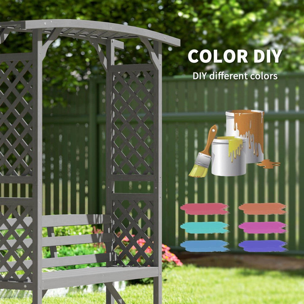 Outsunny Grey Wooden Garden Arbour with Seat - image 5