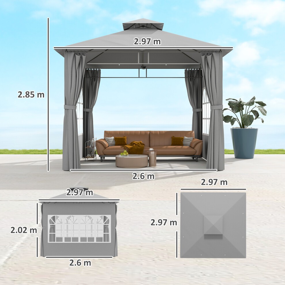 Outsunny Light Grey 2 Tier Roof Gazebo 3 x 3m - image 2