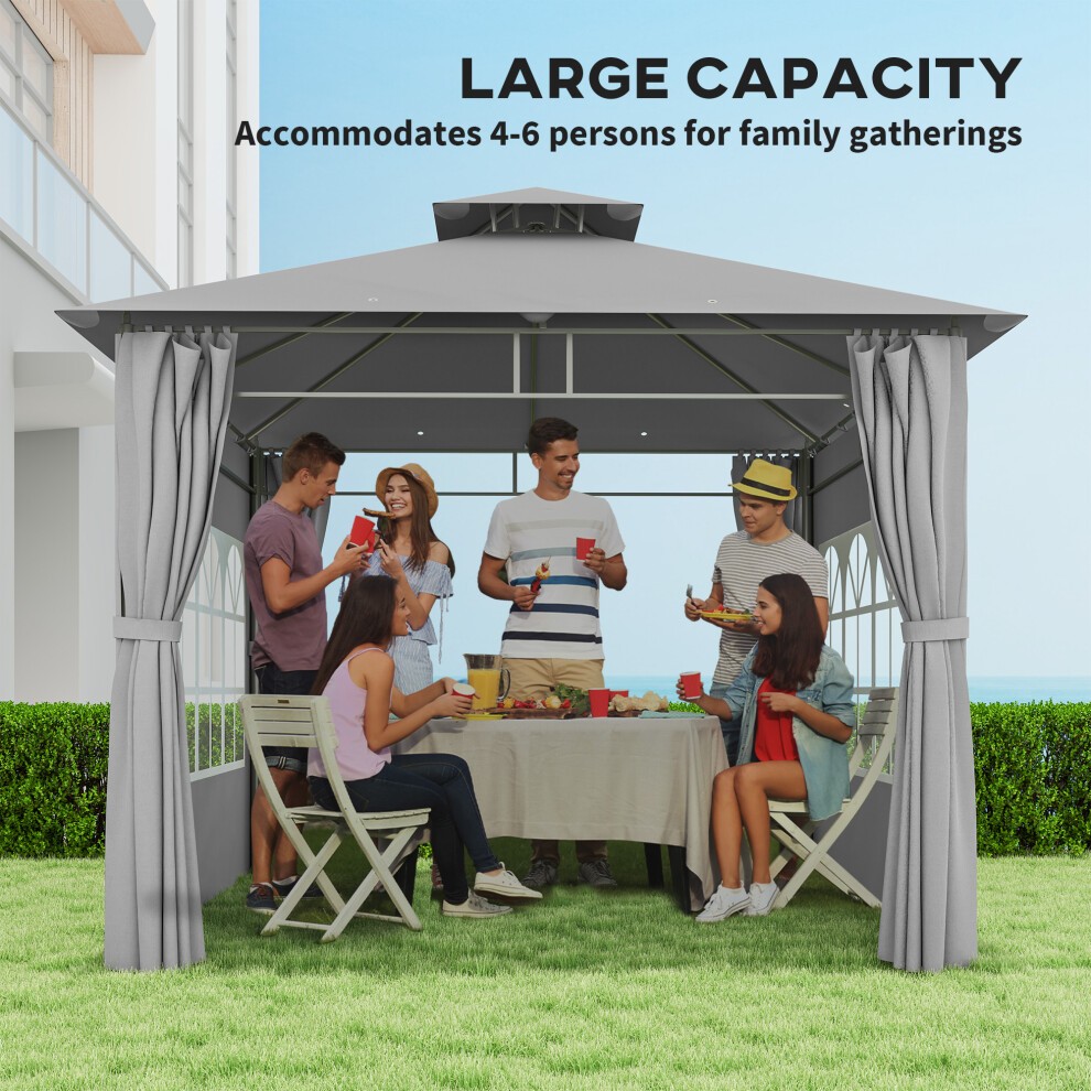 Outsunny Light Grey 2 Tier Roof Gazebo 3 x 3m - image 3