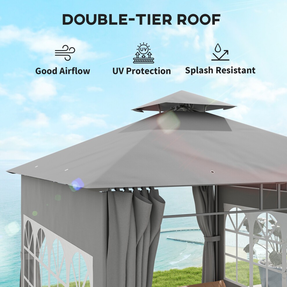 Outsunny Light Grey 2 Tier Roof Gazebo 3 x 3m - image 4