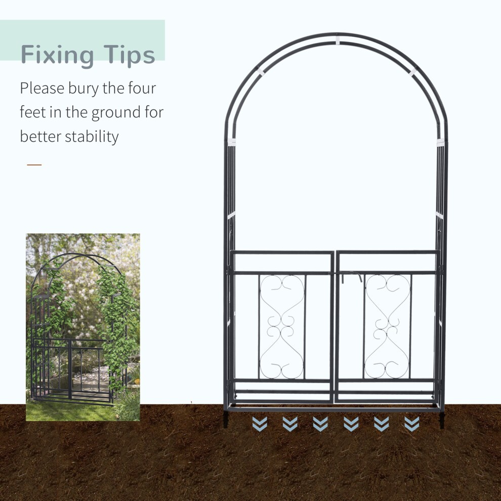 Outsunny Metal Garden Arch with Double Gate - image 3