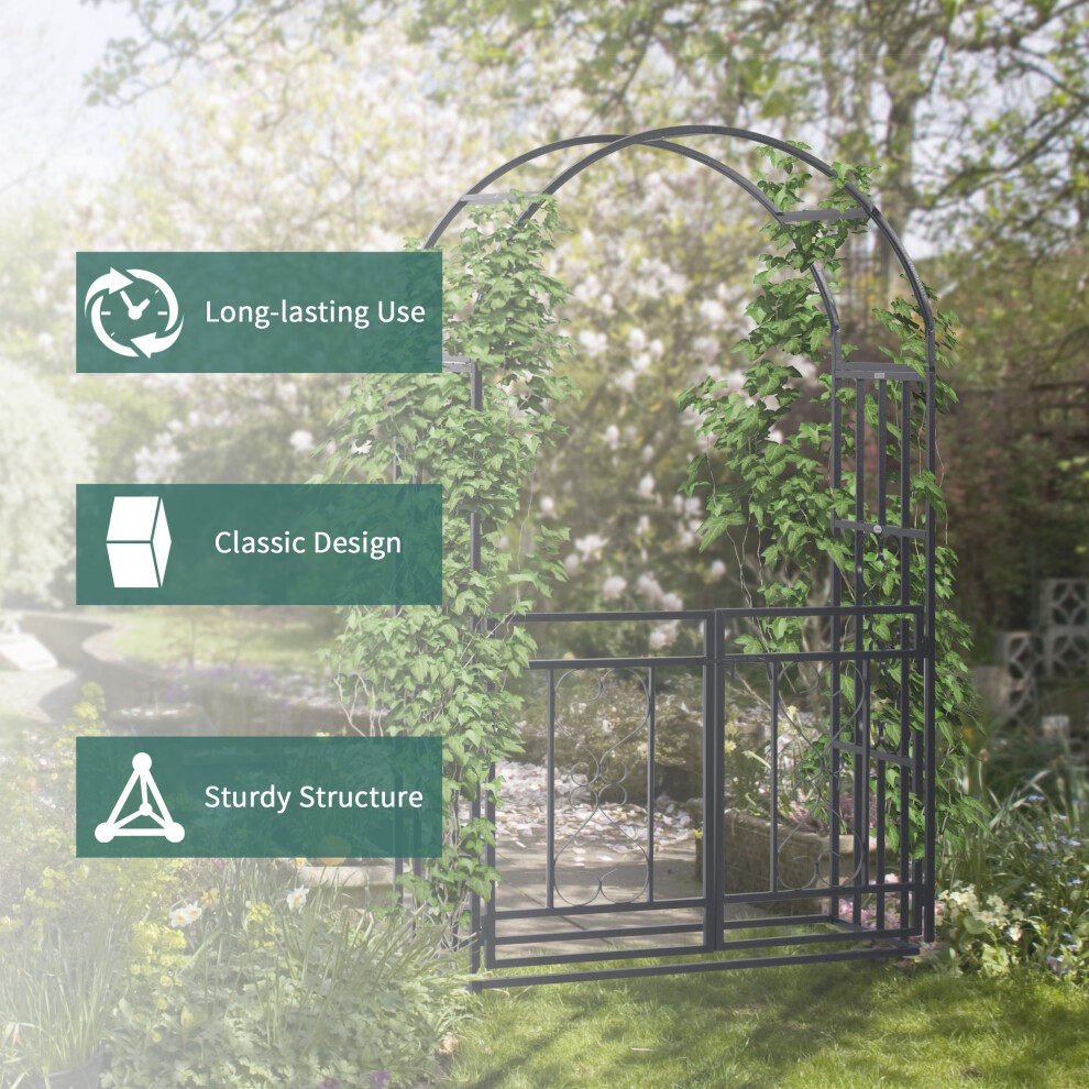 Outsunny Metal Garden Arch with Double Gate - image 4